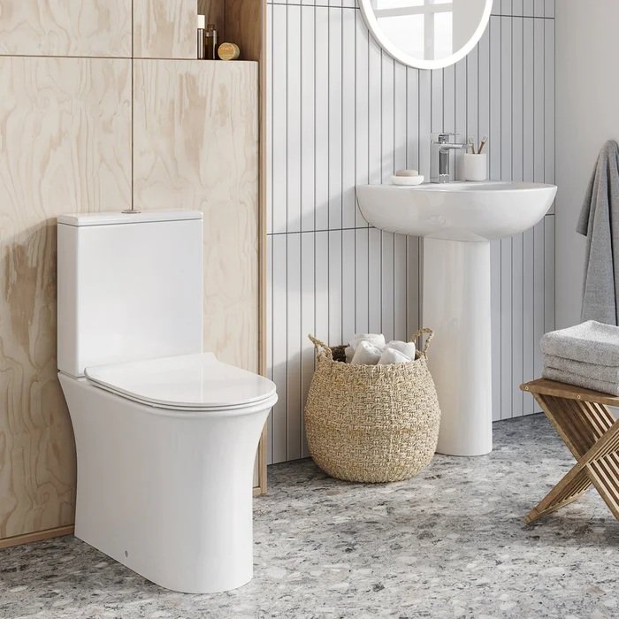 Siena Comfort Height Rimless Toilet with D Seat - Fully Enclosed