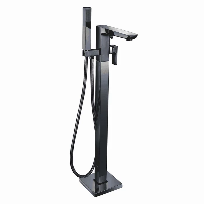 Square Freestanding Bath Tap Black