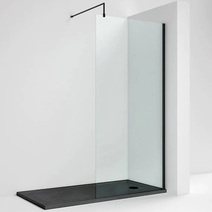 Black Hinged Wet Room Screen Panel 300mm