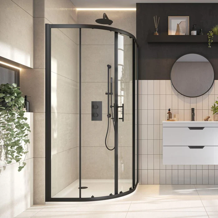 Roma Black 900mm Quadrant Shower Door