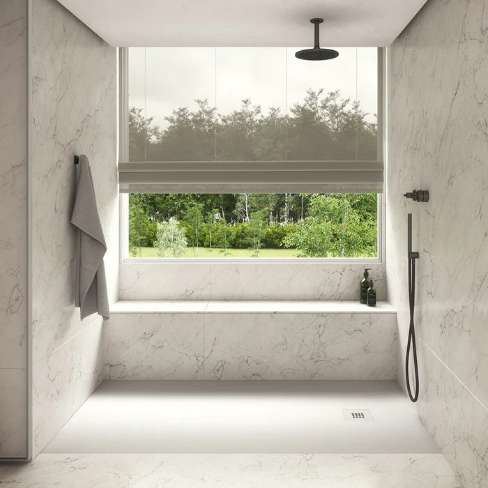 900mm White Slate Shower Tray Square