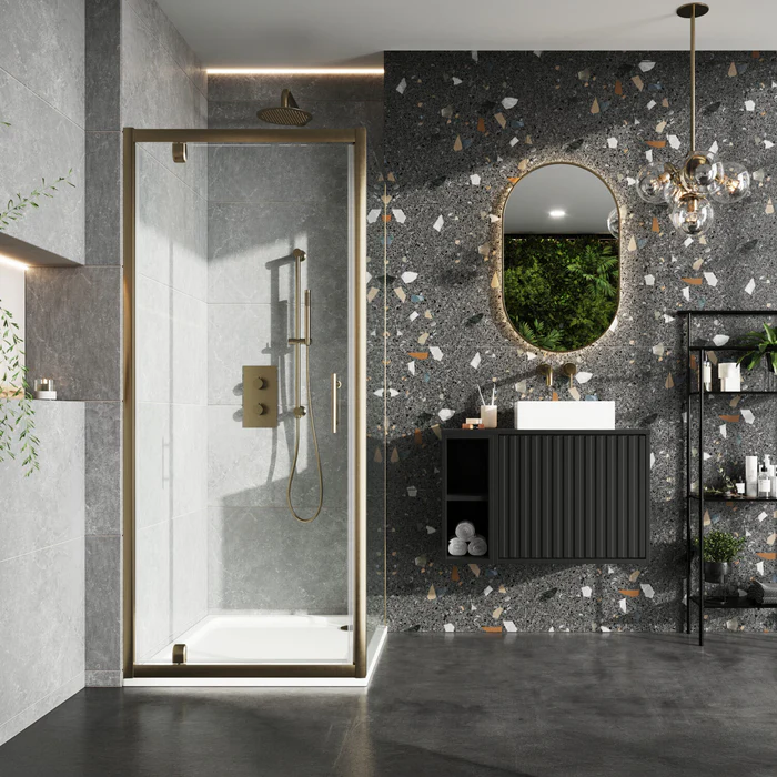 Roma Brushed Brass 800mm Shower Door Side Panel