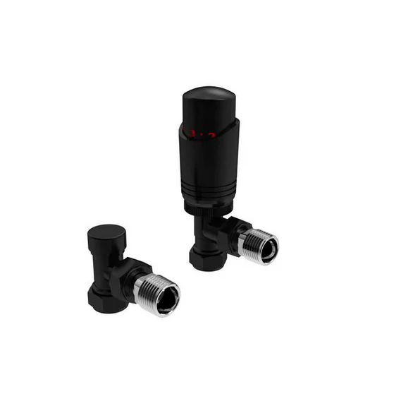 Black Angled Thermostatic Radiator Valves