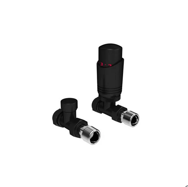 Black Straight Thermostatic Radiator Valves