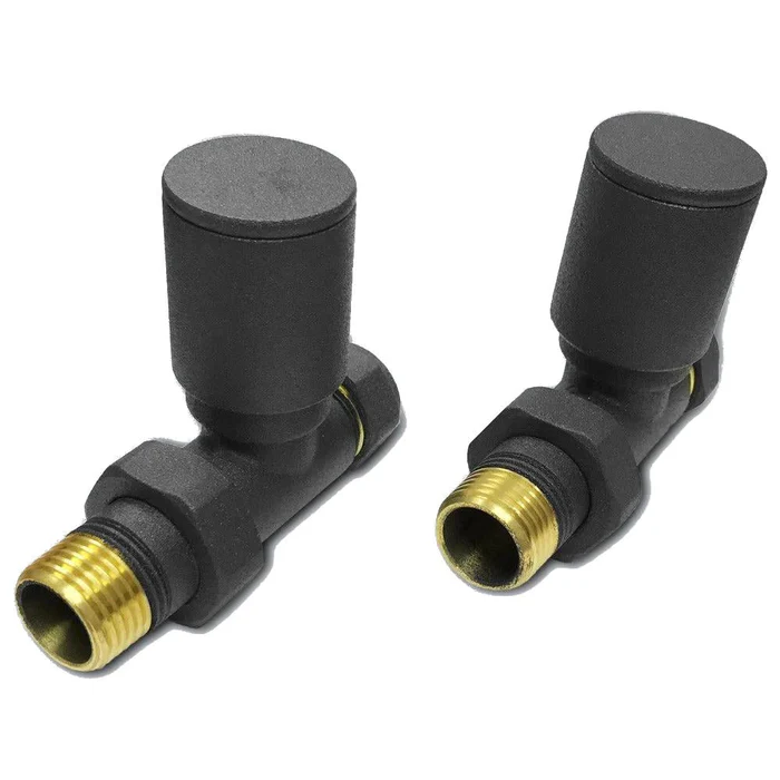 Black Straight Radiator Valves