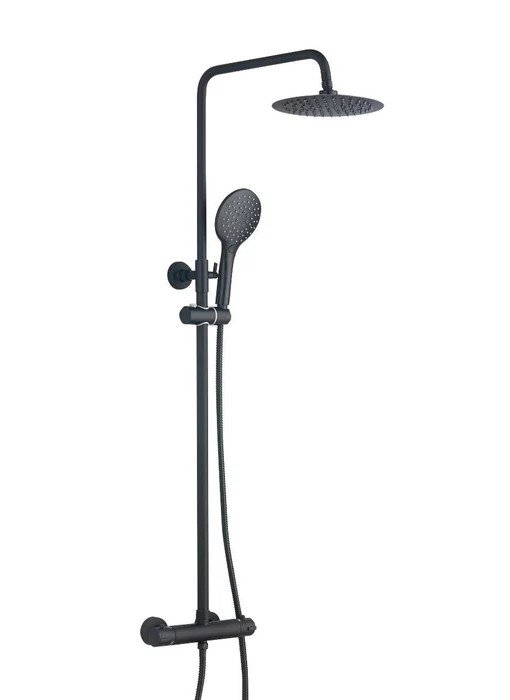 Premium Black T-Bar Shower with Drench Head & Rail
