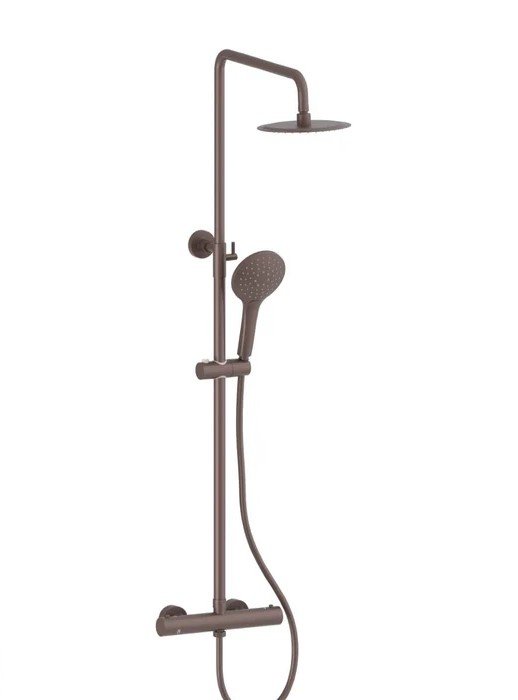 Premium Brushed Bronze T-Bar Shower with Drench Head & Rail