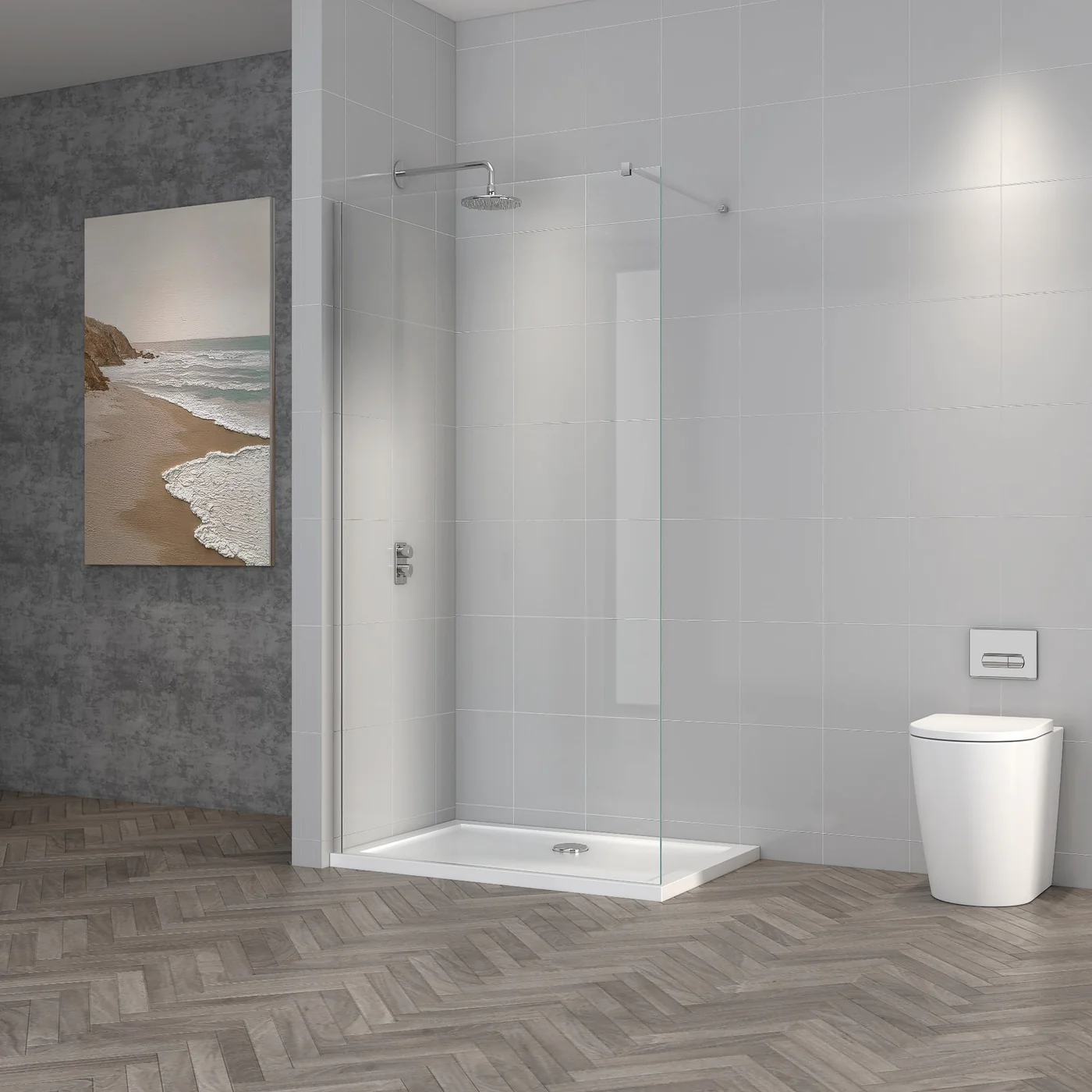 1000mm Chrome Wet Room Screen Enclosure